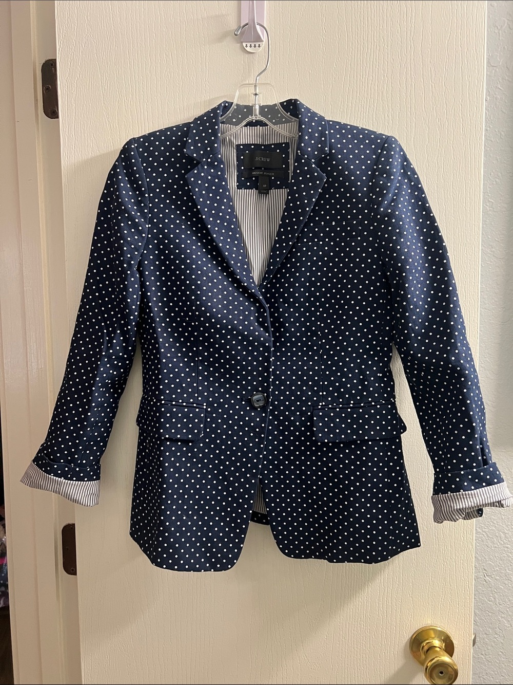 J. Crew Navy Polka Dot Blazer